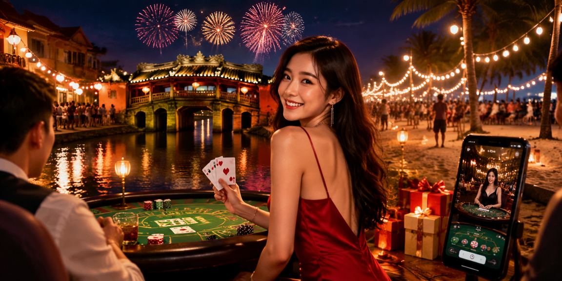 Không khí sôi động tại Hội An khi người chơi tham gia baccarat trực tuyến vào buổi tối